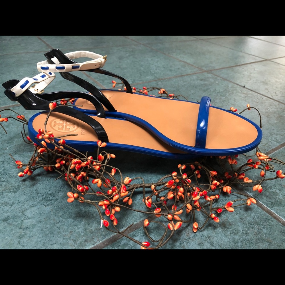 Tory Burch Leather Ankle Strap Jelly Sandal size 8